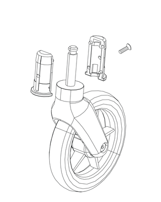 Front wheel with fork & plastic bushing
